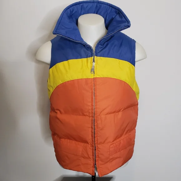 Vintage 80's Montgomery Ward Duck Down Reversible Multicolor Vest Size Medium - Picture 4 of 14